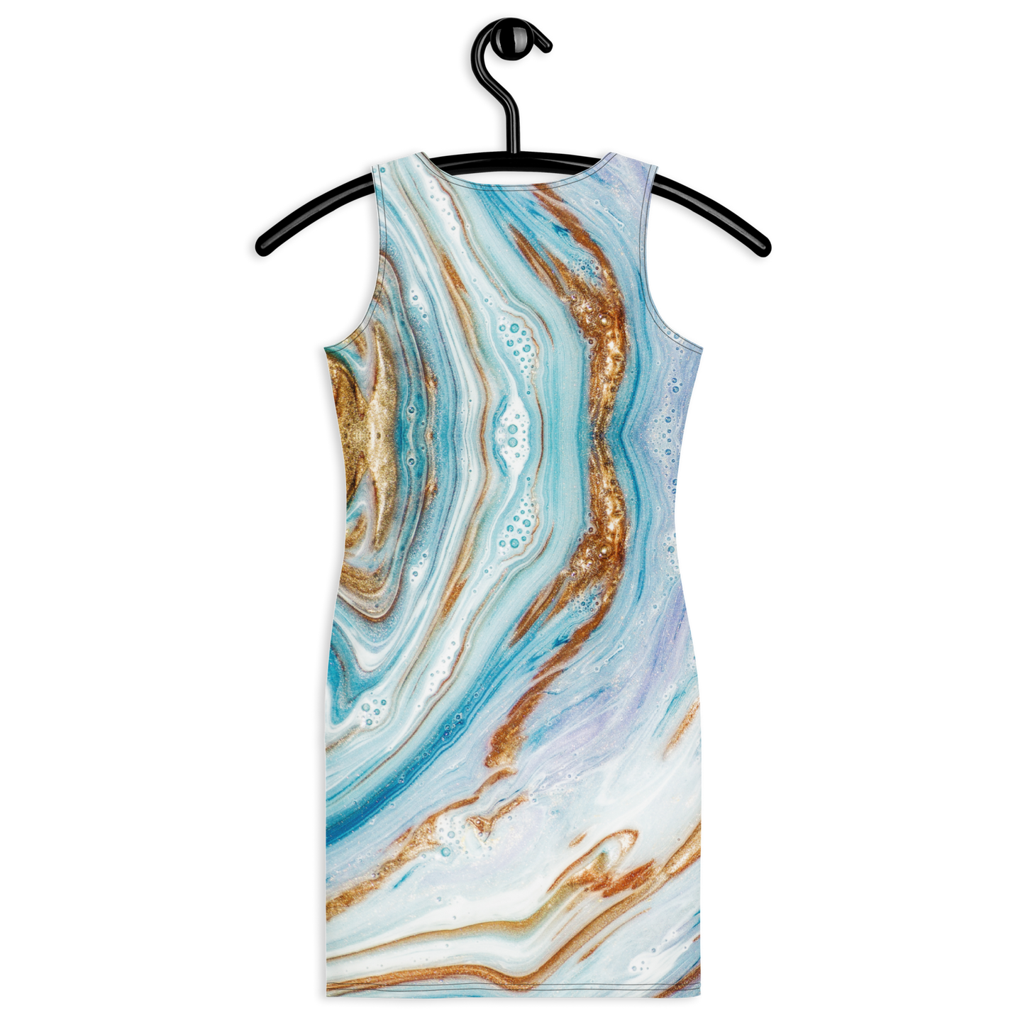 Marble Print Dress in Gold & Teal
