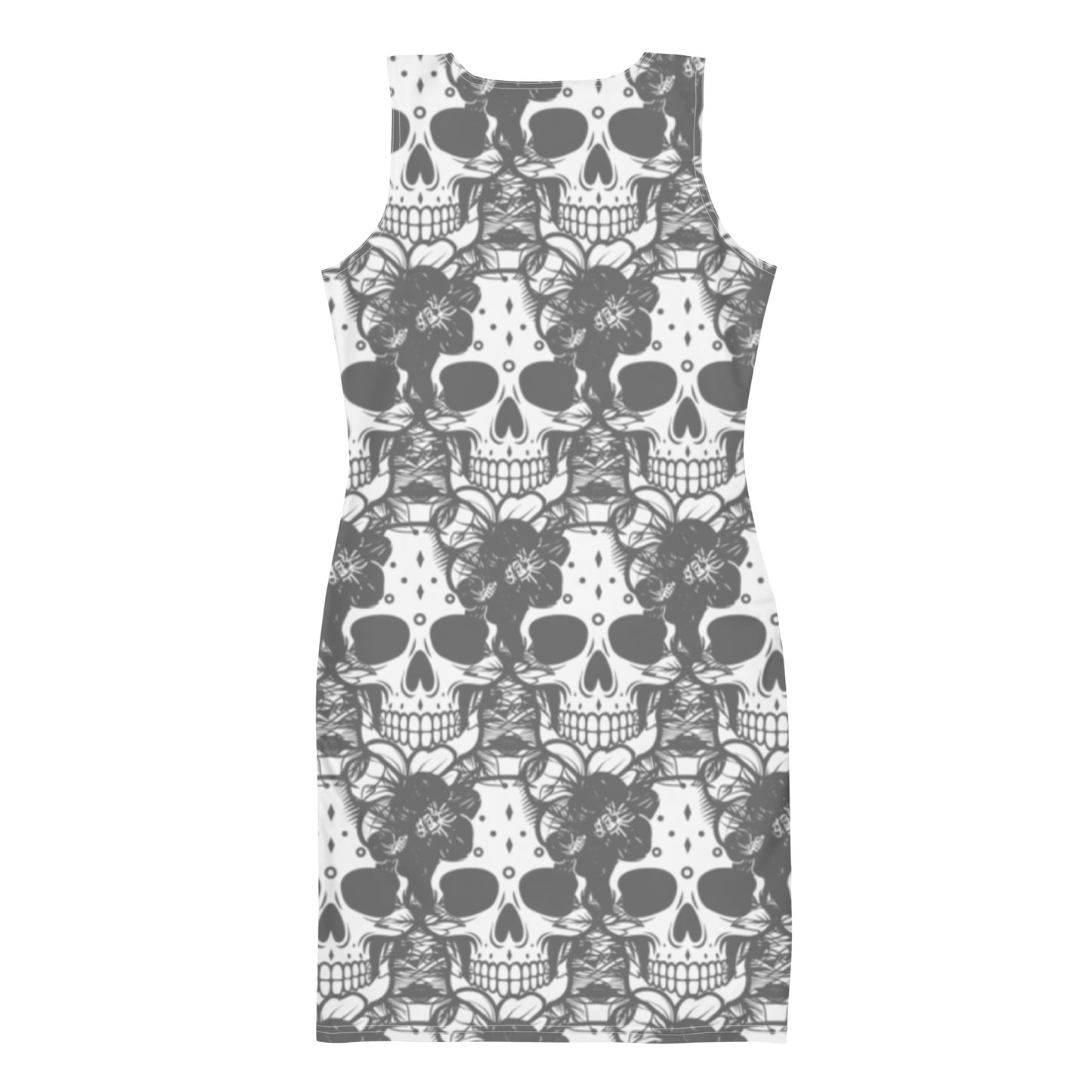 Grey & White Skull Fitted Dress