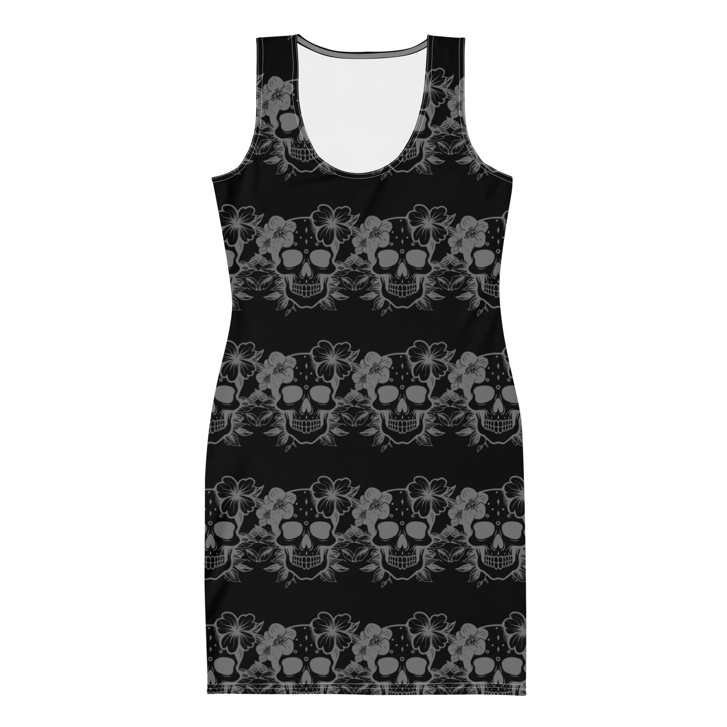Black & Grey Skull Bodycon Dress