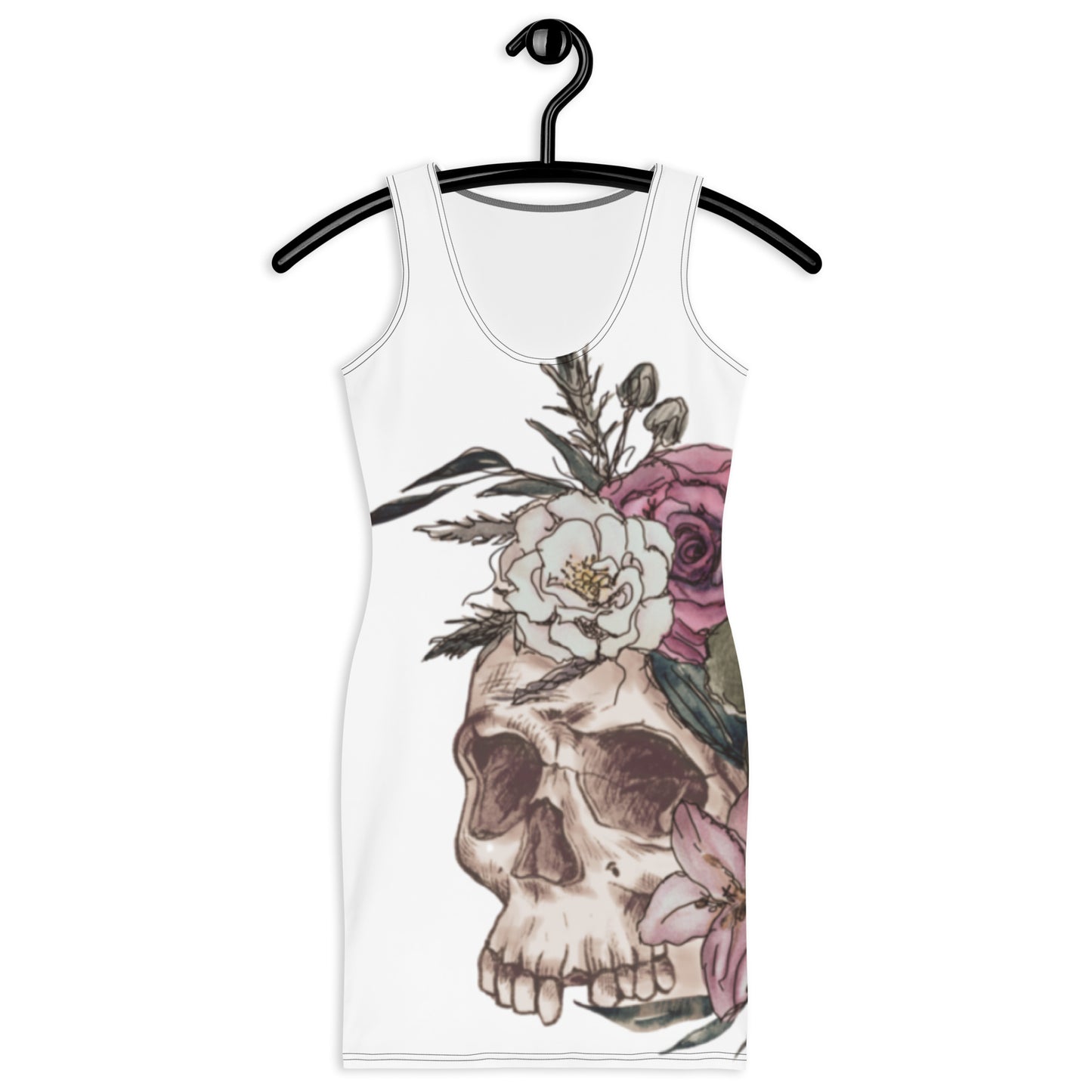 Floral Unruly Vintage Skull Dress in White