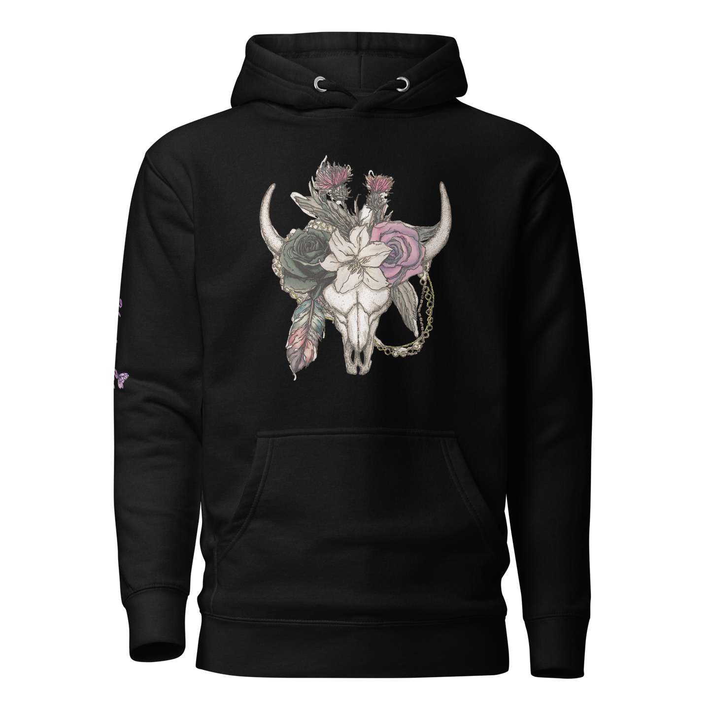 Vintage Bull Skull & Roses Hoodie