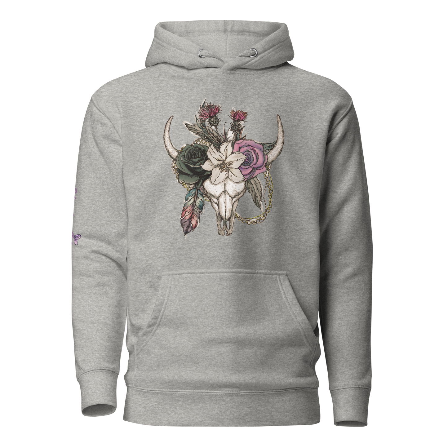 Vintage Bull Skull & Roses Hoodie