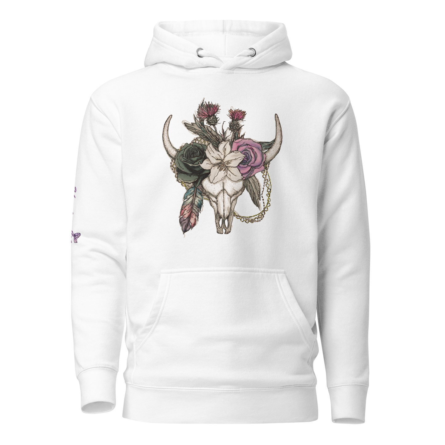 Vintage Bull Skull & Roses Hoodie
