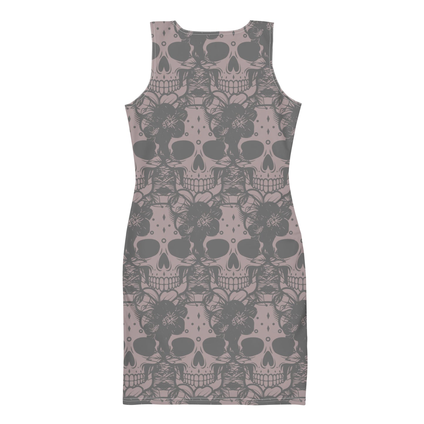 Grey & Pink Skull Fitted Dress