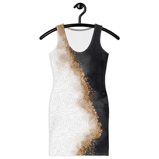 White & Black Marble Bodycon Dress