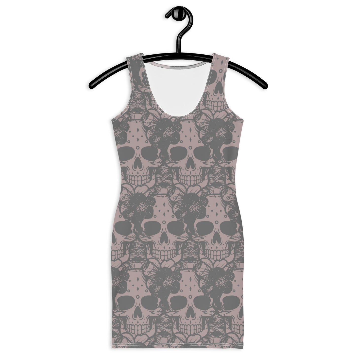 Grey & Pink Skull Fitted Dress