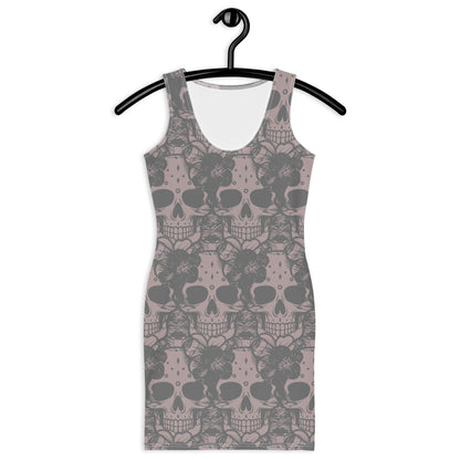 Grey & Pink Skull Fitted Dress