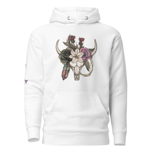 Vintage Bull Skull & Roses Hoodie